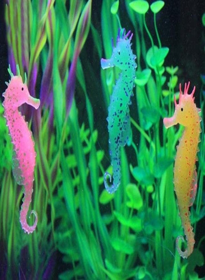 VAYINATO® (1 Pcs Glowing Artificial Silicone Sea Horse (Submersible Type) Fish Tank Decor Ornament (Random Color) by Petzlifeworld - Image 1